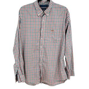 Coastal Cotton Uninhibited Button Down‎ Shirt Plaid Mens XL Blue Red White